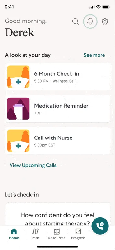 Animated GIF showing progressive disclosure in the app UI